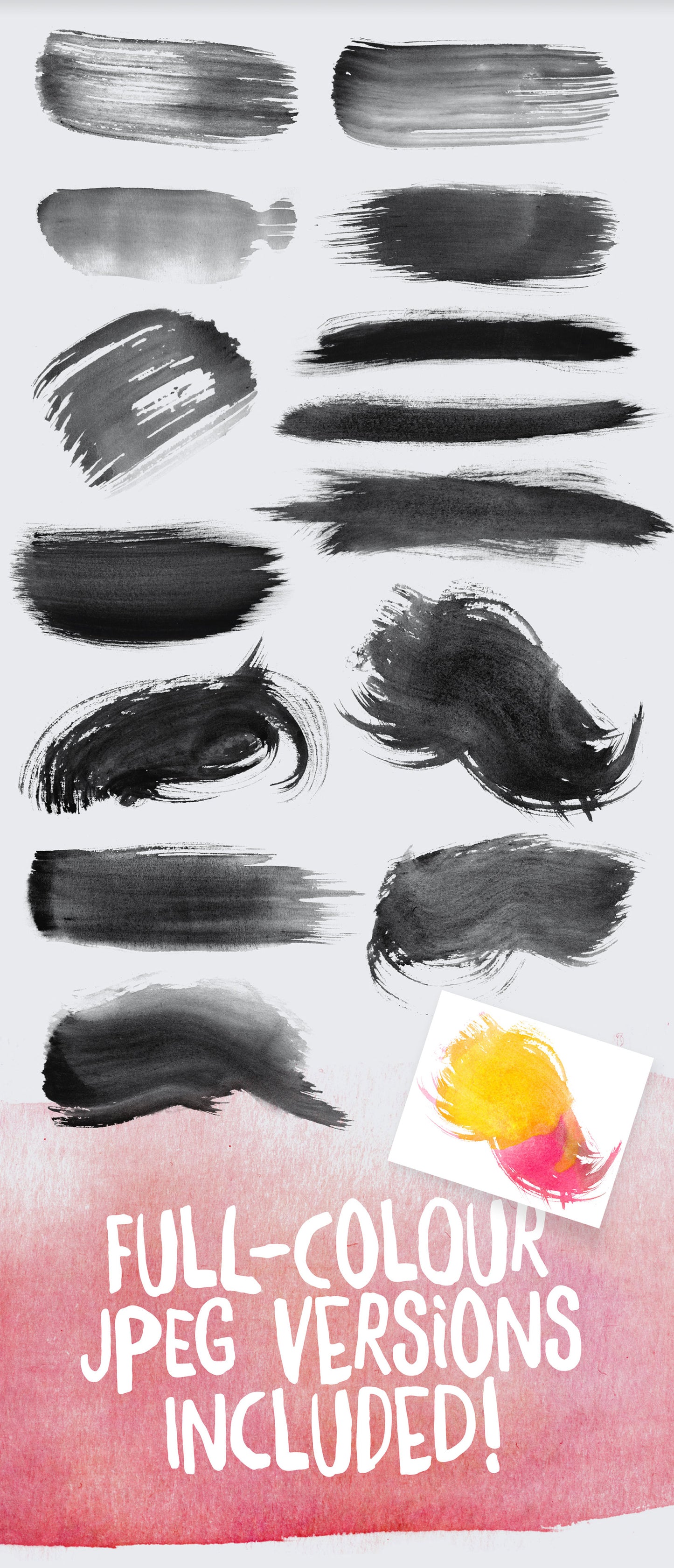 14 Watercolour Brushes for Adobe Photoshop
