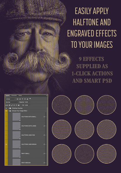 Photoshop Halftone & Engraved Effects