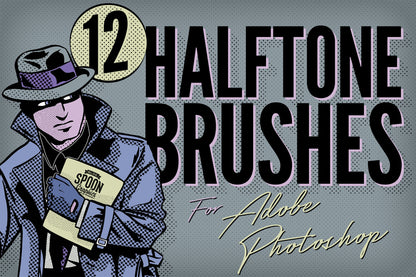 12 Halftone Texture Brushes for Adobe Photoshop