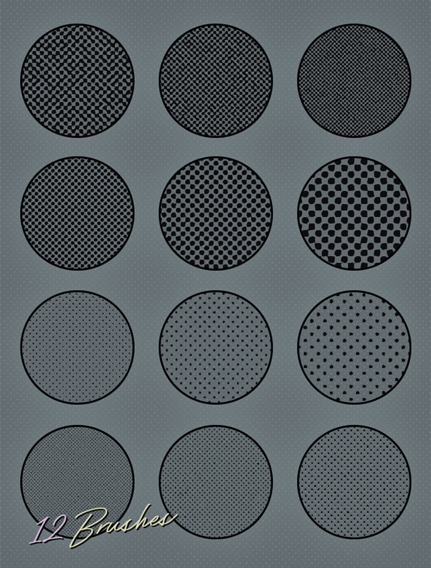 12 Halftone Texture Brushes for Adobe Photoshop