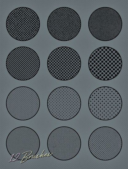 12 Halftone Texture Brushes for Adobe Photoshop