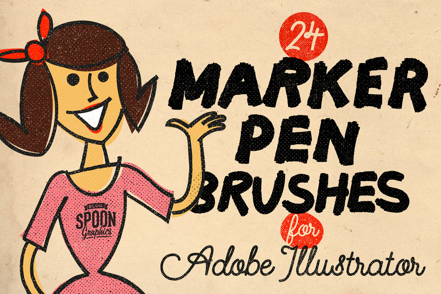 24 Marker Pen Brushes for Adobe Illustrator